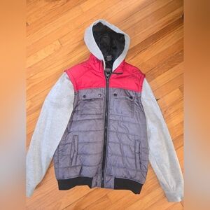 Men's Red and Gray Puffer Jacket